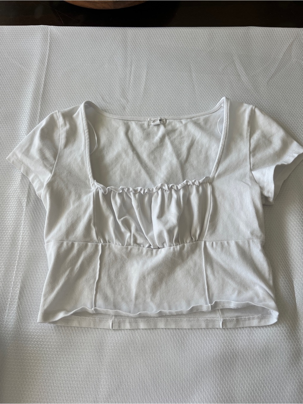 Garage White Scoop-Neck Ruched Crop Top